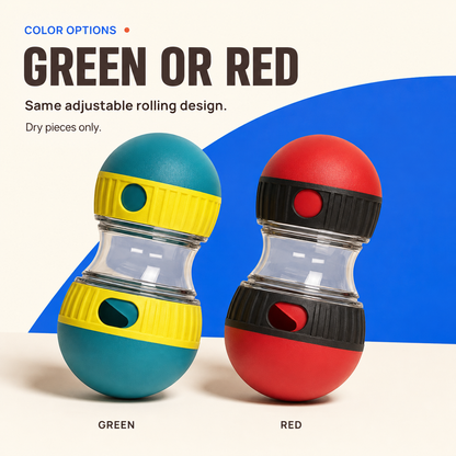 Green and Red adjustable treat-dispensing dog puzzle toy color options