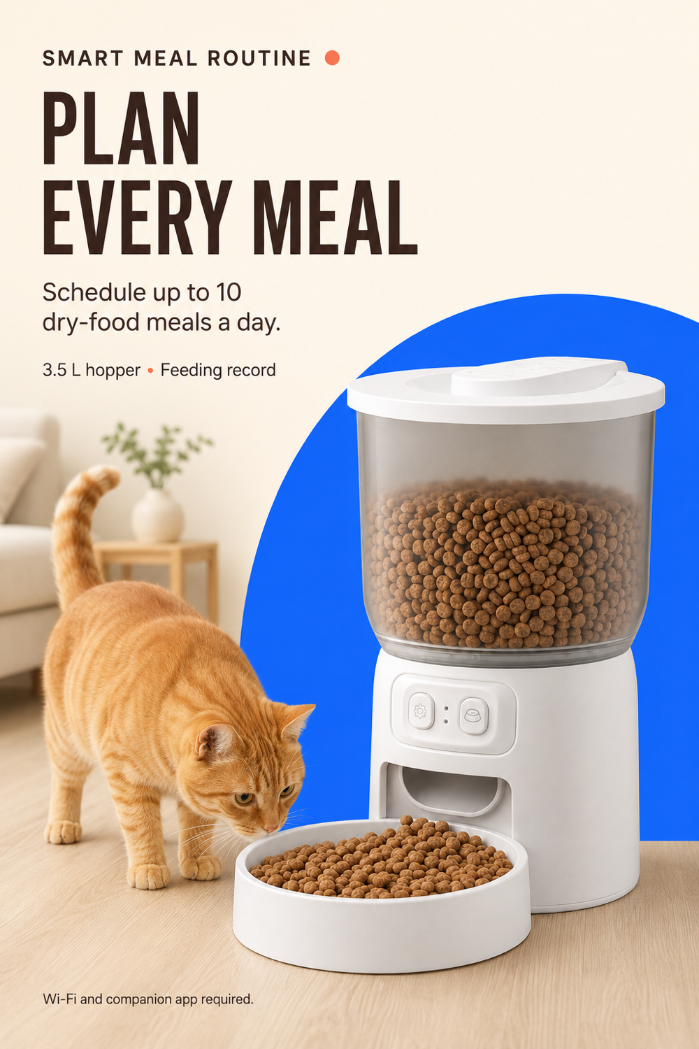 Pinterest guide to planning dry-food meals with the white 3.5L Wi-Fi pet feeder