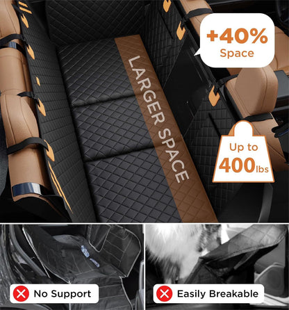 Hard-bottom dog rear-seat protector with structured support