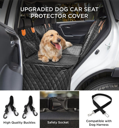 Hard-bottom pet car seat cover for wider back-seat space