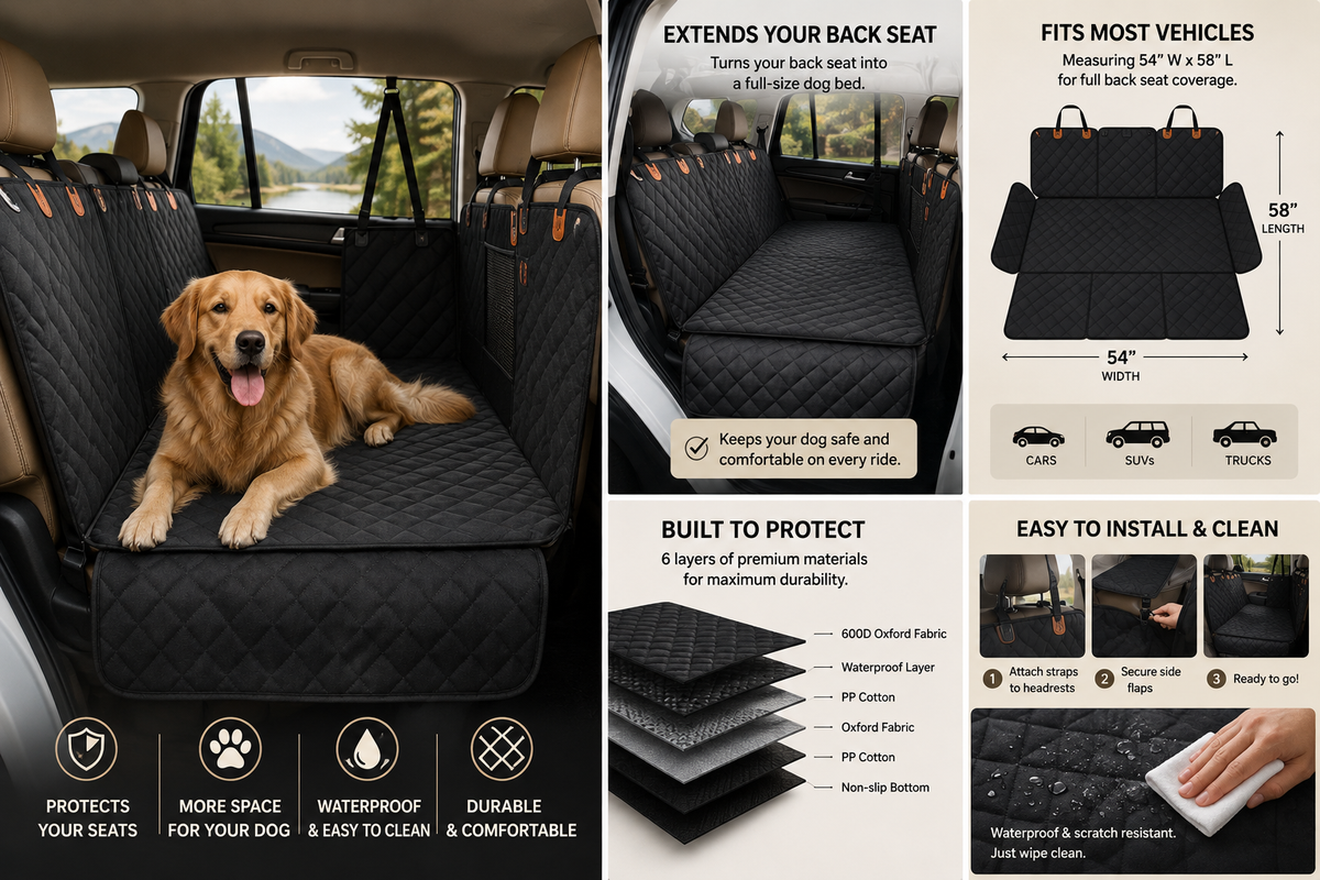 Hard-Bottom Dog Car Seat Extender & Cover