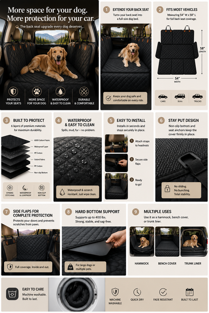 Hard-Bottom Dog Car Seat Extender & Cover